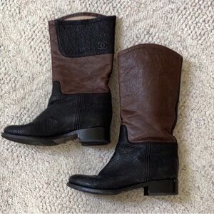 Coco Chanel leather equestrian western riding boots made in Italy size 5.5